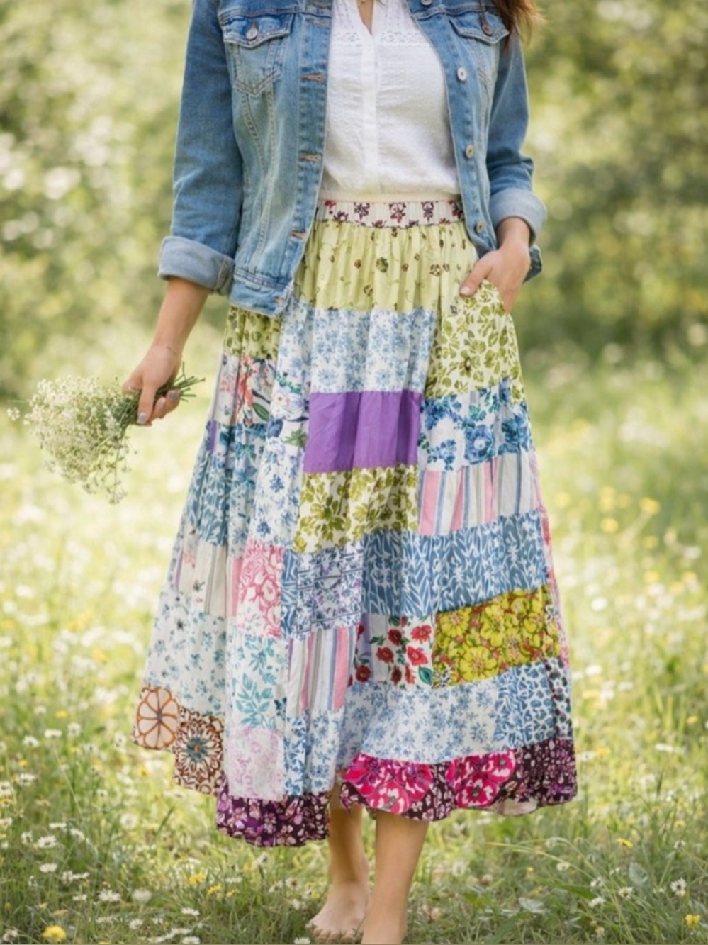 Kathmandu Imports Patchwork
Cotton Maxi Skirt Boho
Cottagecore OS S/M/L